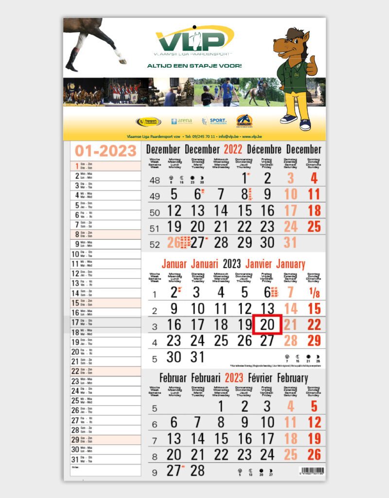 3 maand wandkalender